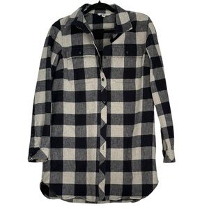 L.L. Bean Navy and Gray Plaid Shacket, S